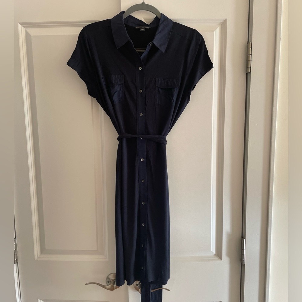 Banana Republic Navy Button-Up Shirt Mini Dress